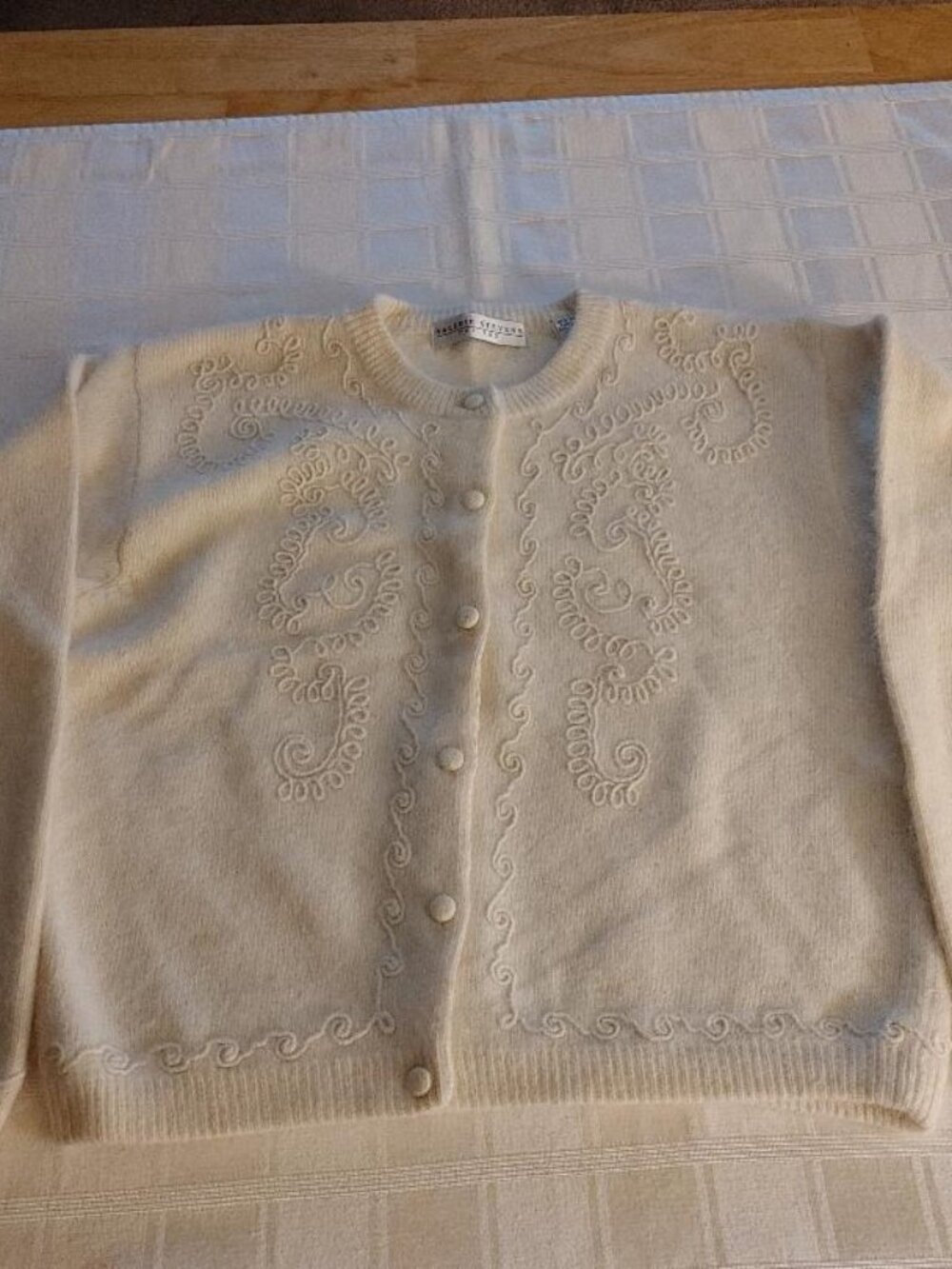 Vintage Valerie Stevens Yellow Petites Angora Lambswool Cardigan Sweater